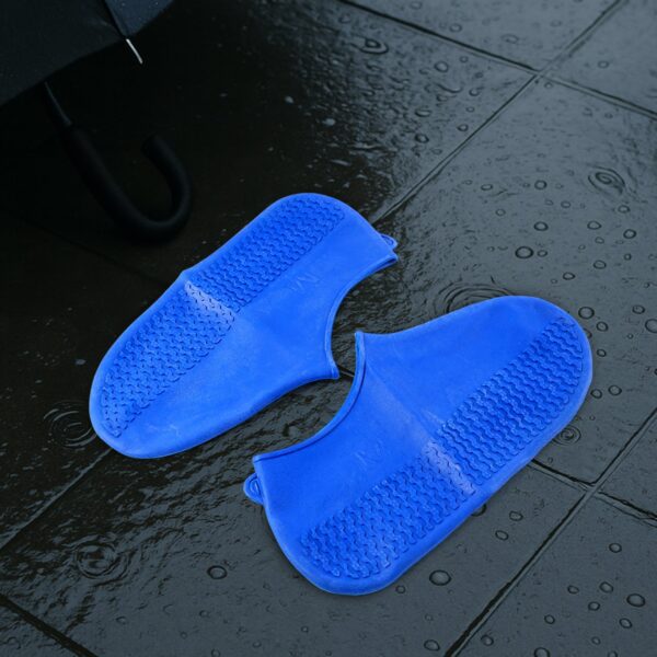 Blue Non-Slip Silicone Rain Anti skid Waterproof Fordable Boot Shoe Cover (1 Pair) - Front View by Nari Haat, Indian ...
