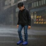 Blue Non-Slip Silicone Rain Anti skid Waterproof Fordable Boot Shoe Cover (1 Pair) - Back View by Nari Haat, Indian e...