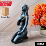 Elegant Resin Kneeling Woman Decorative Statue (1 Pc) - With Dupatta by Nari Haat, Indian ethnic wear, women clothing...