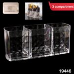Elegant Crystal-Effect 3-Compartment Acrylic Makeup Brush Holder (1 Pc) - With Dupatta by Nari Haat, Indian ethnic we...