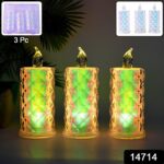 LED Flameless Decorative Candle Lights (3 Pc / Set) - With Dupatta by Nari Haat, Indian ethnic wear, women clothing, ...