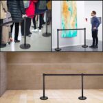 Heavy Duty Retractable Belt Crowd Control Pole with Sturdy Base – 1 Pc - Back View by Nari Haat, Indian ethnic wear...