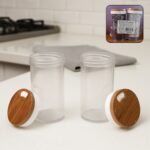 Ganesh Airtight Transparent Kitchen Storage Container Jar Set (2 Pc) - Front View by Nari Haat, Indian ethnic wear, w...