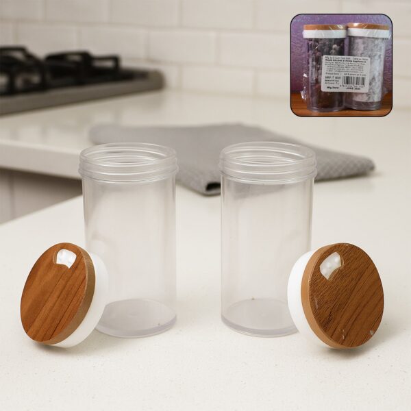 Ganesh Airtight Transparent Kitchen Storage Container Jar Set (2 Pc) - Front View by Nari Haat, Indian ethnic wear, w...