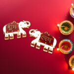Shubh Labh Elephant Decorative Wall Hangings (2 Pc) - Back View by Nari Haat, Indian ethnic wear, women clothing, des...