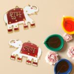Shubh Labh Elephant Decorative Wall Hangings (2 Pc) - Neckline Detail by Nari Haat, Indian ethnic wear, women clothin...