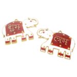 Shubh Labh Elephant Decorative Wall Hangings (2 Pc) - Sleeve Design by Nari Haat, Indian ethnic wear, women clothing,...