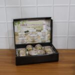 Premium Floral Porcelain Tea Cup and Saucer Set (12 Pc Set) - Closeup Embroidery by Nari Haat, Indian ethnic wear, wo...