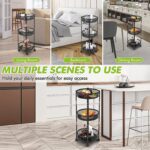 3-Layer Round Metal Mesh Utility Storage Trolley with Wheels - Back View by Nari Haat, Indian ethnic wear, women clot...