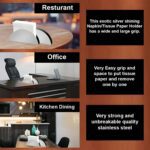 Stainless Steel Half-Moon Shaped Tissue Paper Napkin Holder Stand (1 Pc) - Closeup Embroidery by Nari Haat, Indian et...