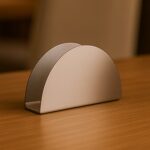 Stainless Steel Half-Moon Shaped Tissue Paper Napkin Holder Stand (1 Pc) - Neckline Detail by Nari Haat, Indian ethni...