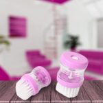 Plastic Wash Basin Brush Cleaner with Liquid Soap Dispenser (Multicolour) - Full Detail by Nari Haat, Indian ethnic w...