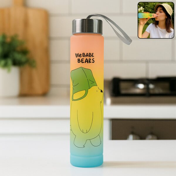 300 ML Cute Cartoon Printed Plastic Water Bottle - Front View by Nari Haat, Indian ethnic wear, women clothing, desig...
