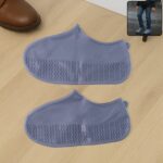 Grey Non-Slip Silicone Rain Reusable Anti skid Waterproof Fordable Boot (1 Pair) - Front View by Nari Haat, Indian et...