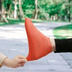 Orange Non-Slip Silicone Rain Reusable Anti skid Waterproof Fordable (1 Pair) - Fabric Detail by Nari Haat, Indian et...