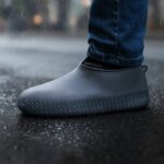 Grey Non-Slip Silicone Rain Reusable Anti skid Waterproof Fordable Boot (1 Pair) - Fabric Detail by Nari Haat, Indian...