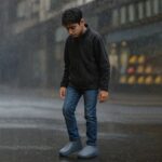 Grey Non-Slip Silicone Rain Reusable Anti skid Waterproof Fordable Boot (1 Pair) - Closeup Embroidery by Nari Haat, I...