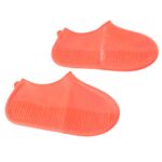 Orange Non-Slip Silicone Rain Reusable Anti skid Waterproof Fordable (1 Pair) - Sleeve Design by Nari Haat, Indian et...