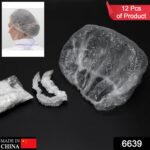 Large Disposable Waterproof Shower Caps – 12 Pack for Women, Travel & Salon - Image 2