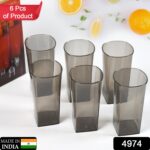 Unbreakable Transparent Square Design  Wine Tumbler Plastic Glass Set Pack of 6 - Image 2