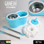 Rapid Steel Spinner Bucket Mop 360 Degree Wringer with 2 Absorbers for Home Office - Image 2