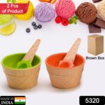 Ice Cream Waffle Bowl Set with Spoon – 2 Units - With Dupatta by Nari Haat, Indian ethnic wear, women clothing, des...