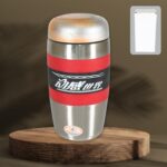Steel Travel Mug / Tumbler / Cup, Double Walled With Rubber Grip 400ml. - Front View by Nari Haat, Indian ethnic wear...