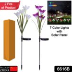 Waterproof Outdoor Solar Lily Flower Stake Lights ( Pack Of 2 pcs ) - With Dupatta by Nari Haat, Indian ethnic wear, ...