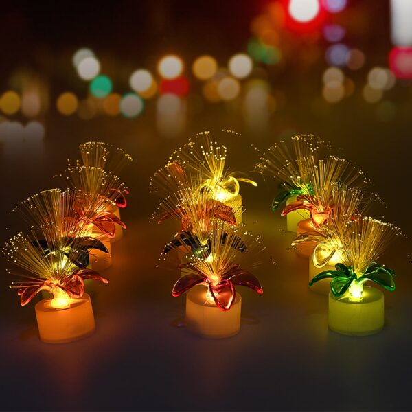 Pack of 12 Mini Fiber Optic LED Table Centerpieces for Diwali - Front View by Nari Haat, Indian ethnic wear, women cl...