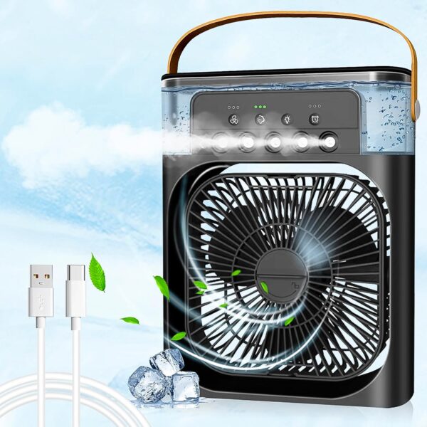 Portable Air Conditioner Fan - Personal Desk Cooling Fan (Battery Not Included) - Front View by Nari Haat, Indian eth...