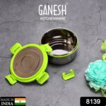 Ganesh Solo round 400 Stainless Steel Leak proof airtight Lunch Pack for Office use - With Dupatta by Nari Haat, Indi...