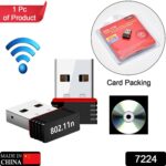 Wireless Mini Wi-Fi Network Adapter with Driver CD for Computer & Laptop - Front View by Nari Haat, Indian ethnic wea...
