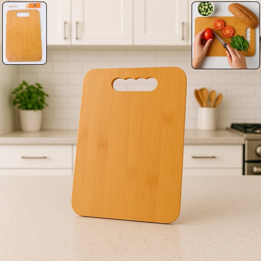 Rectangular wooden chopping board for kitchen