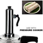 Puttu Maker Set with Steamer Plate & Pressure Cooker Top, Stainless Steel - Fabric Detail by Nari Haat, Indian ethnic...
