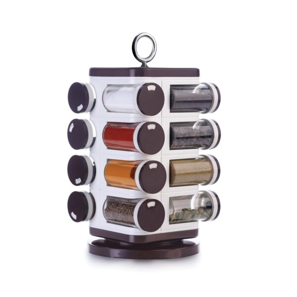 Ganesh 16-piece revolving plastic spice rack with dispensers