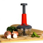 Matte Finish Hand Press Chopper with 3 Blades for Easy Vegetable & Fruit Chopping