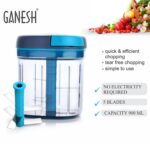 Ganesh Master Chopper with 5 Stainless Steel Blades, XL Large Jumbo Chopper (900 Ml) - Sleeve Design by Nari Haat, In...