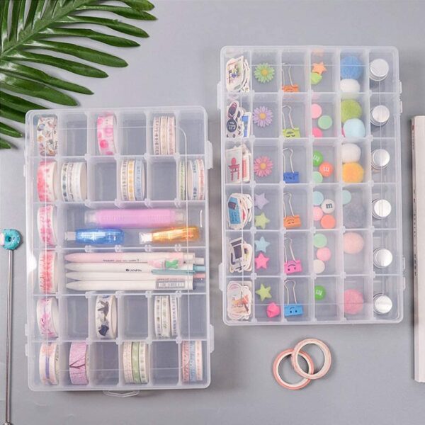 36 Grids Clear Plastic Organizer Box with Dividers Jewellery Storage  Box 1 Pc - Front View by Nari Haat, Indian ethn...