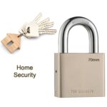 Heavy Steel Premium Square Padlock 70mm with 4 Keys  Hardened Shackle for Doors - Back View by Nari Haat, Indian ethn...