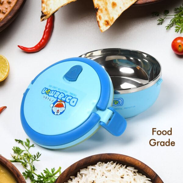 Single Layer Doraemon Steel Lunch Box – Premium Lunch Box for Office & School - Front View by Nari Haat, Indian eth...
