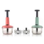 2-in-1 Push Chopper 800ml with Stainless Steel Blade for Quick Food Prep - Back View by Nari Haat, Indian ethnic wear...