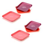 Square Plastic Dinner Plate Set (Set of 6 Pcs) Colorful Snacks / Breakfast Plate (Set of 6 Pcs) - Back View by Nari H...
