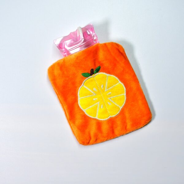 Orange hot water bag for cramps relief