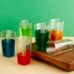 Unbreakable Transparent Square Design Wine Tumbler Plastic Glass 300 ML 6 Pc - Front View by Nari Haat, Indian ethnic...