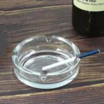 Glass Crystal Round Ashtray for Cigar & Cigarettes – Home & Office Table Decor - Front View by Nari Haat, Indian et...