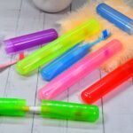 Plastic Toothbrush Covers - 6pc Anti-Bacterial Travel Protectors for Oral Care - Front View by Nari Haat, Indian ethn...