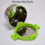 Ganesh Solo round 400 Stainless Steel Leak proof airtight Lunch Pack for Office use - Neckline Detail by Nari Haat, I...