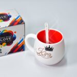 Multi design coffee Mug With Spoon and box packing.Tea ,Coffee Mugs  (1 Pc / Mix Color) - Neckline Detail by Nari Haa...