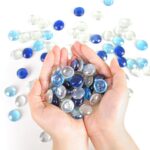 Glass Gem Stone, Flat Round Marbles Pebbles for Vase Fillers, Attractive pebbles for Aquarium Fish Tank. - Full Detai...