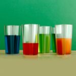 Unbreakable Transparent Square Design Wine Tumbler Plastic Glass 300 ML 6 Pc - Closeup Embroidery by Nari Haat, India...